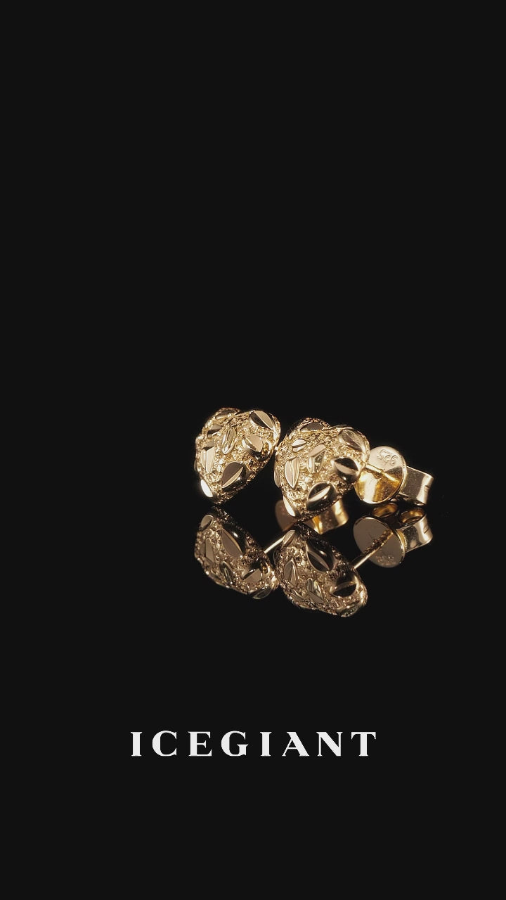 S925 Nugget Textured Heart Stud Earrings