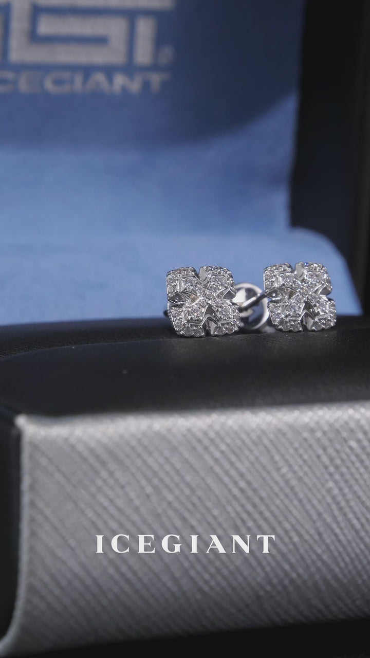 Tiered Cross Moissanite Stud Earrings