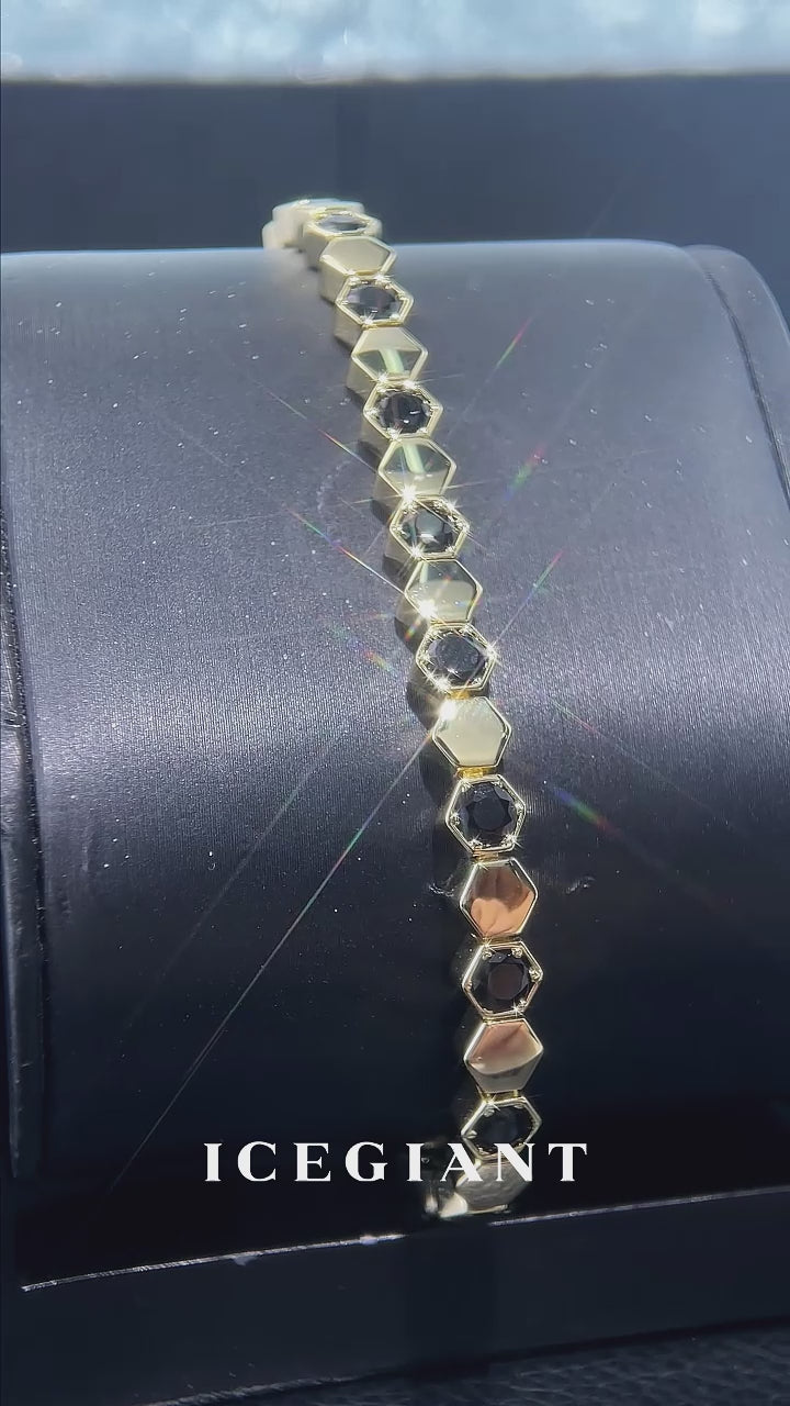 Hex Bezel Black Moissanite Tennis Bracelet