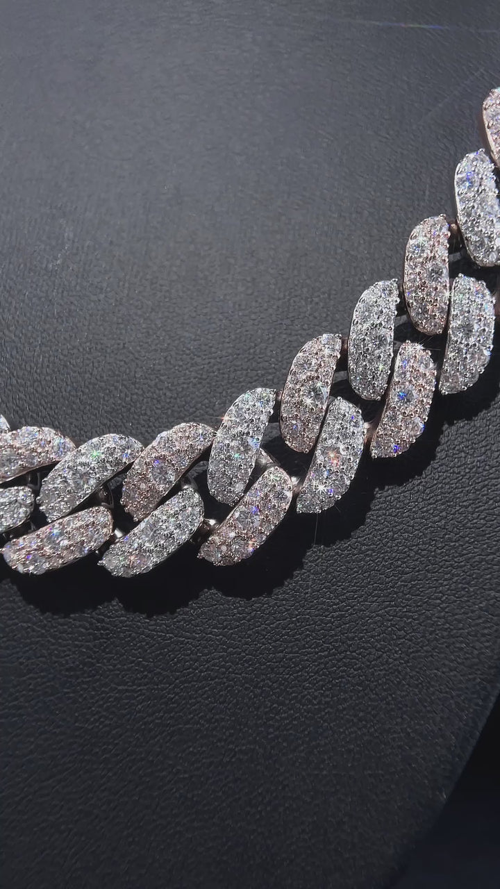 15mm Mosaic Setting Moissanite Cuban Chain