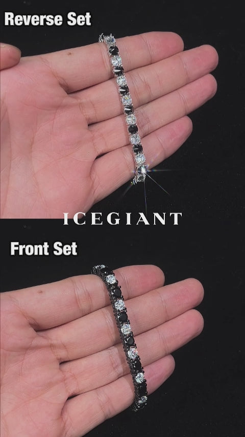 5mm Reverse-Set Black & White Moissanite Tennis Bracelet