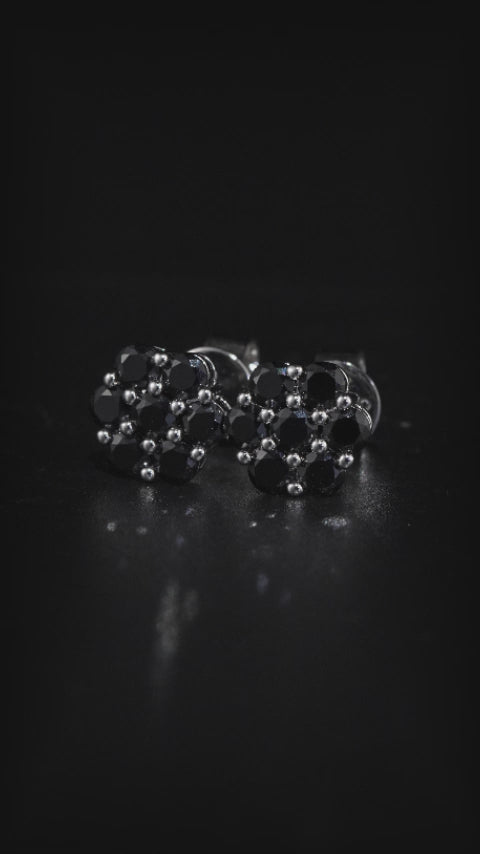 9mm Black Moissanite Cluster Hexagon Earrings