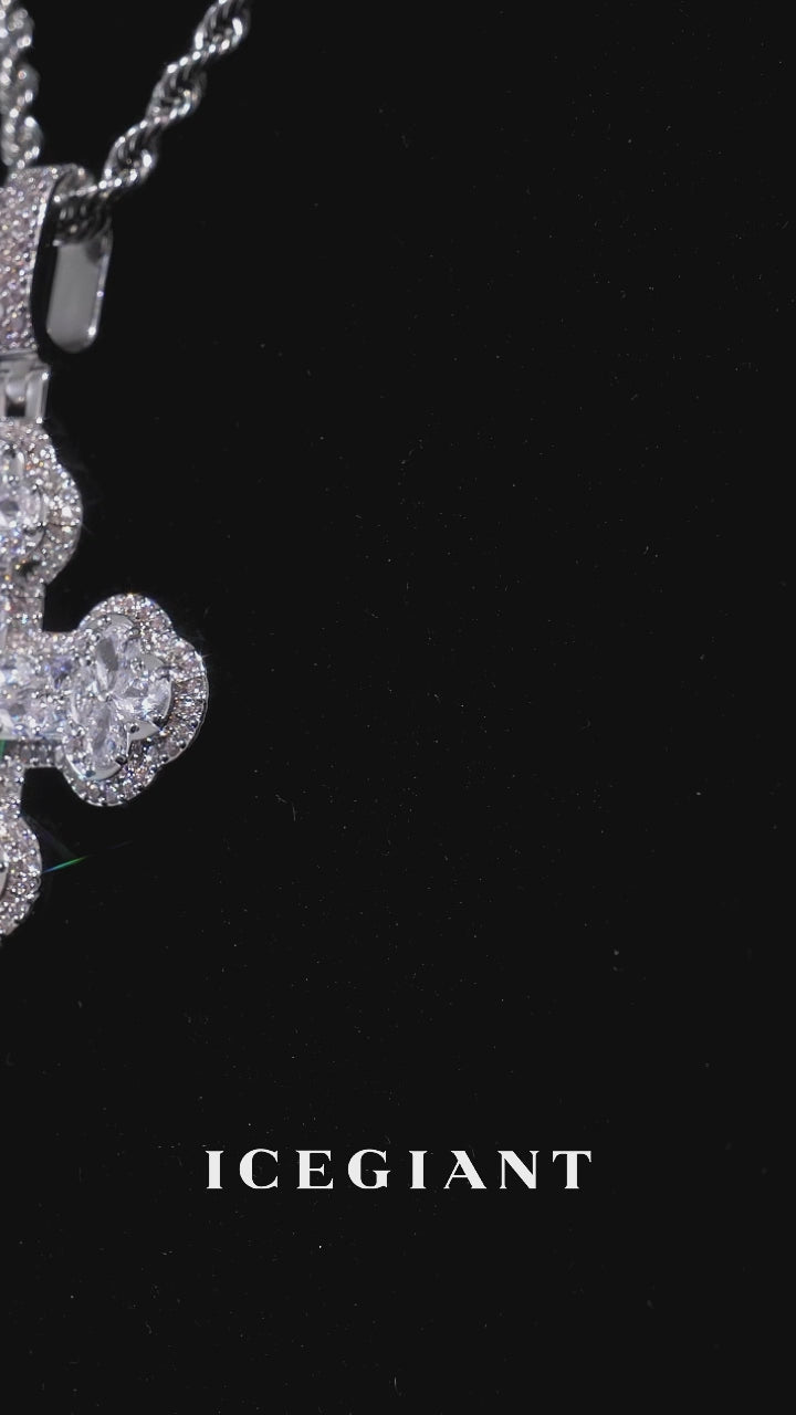 S925 White Moissanite Trefoil Cross Pendant