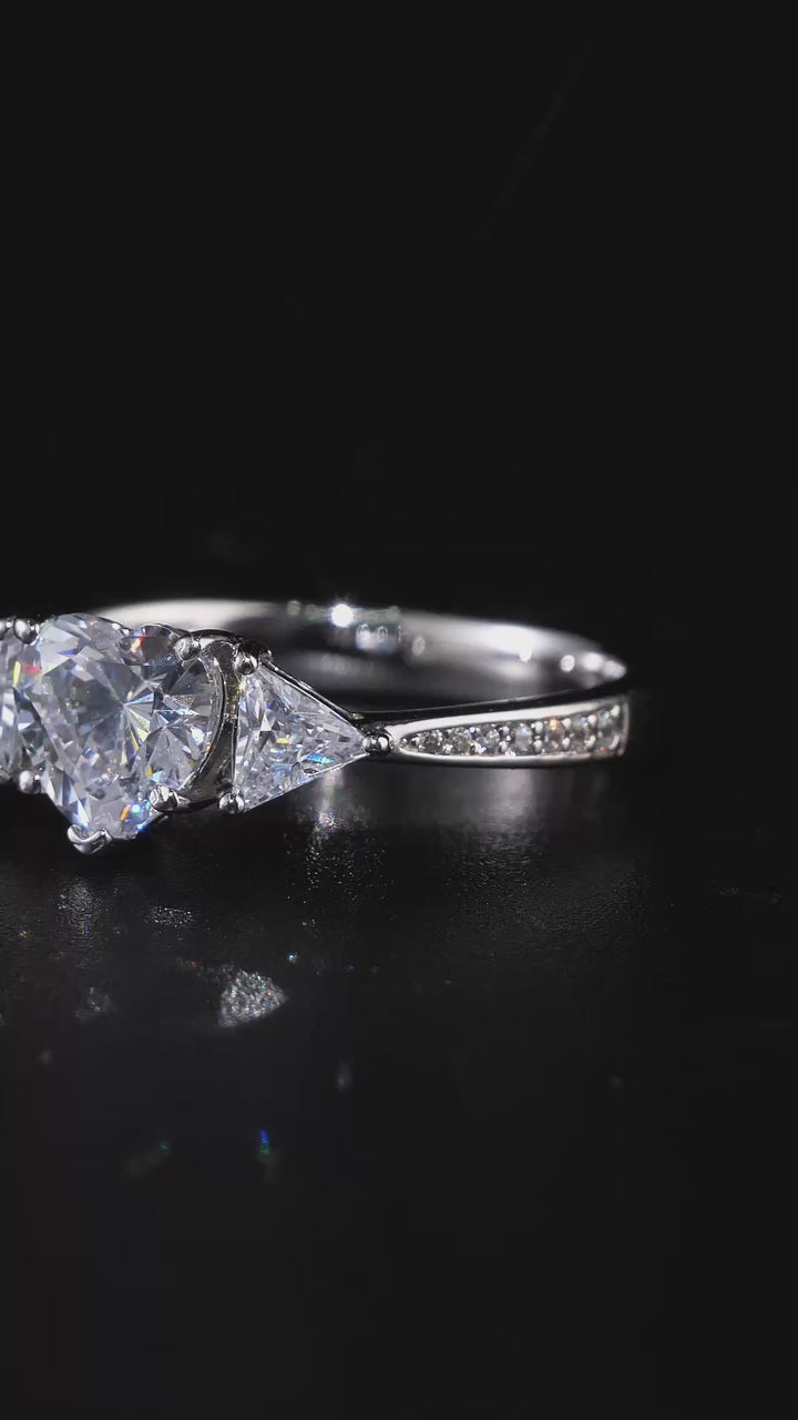 Heart Cut Moissanite Three Stone Engagement Ring