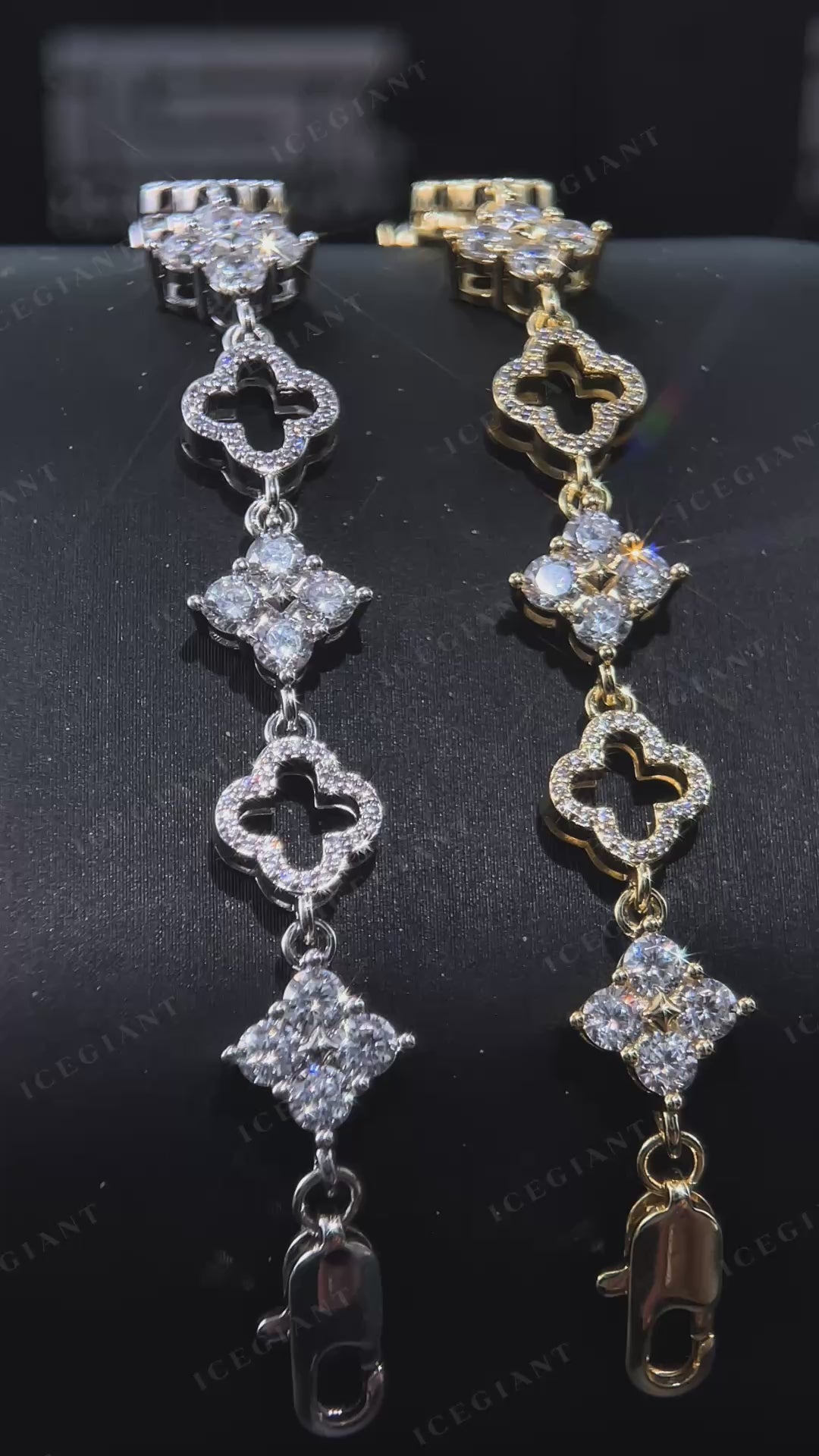 Moissanite Double Four Leaf Clover Bracelet