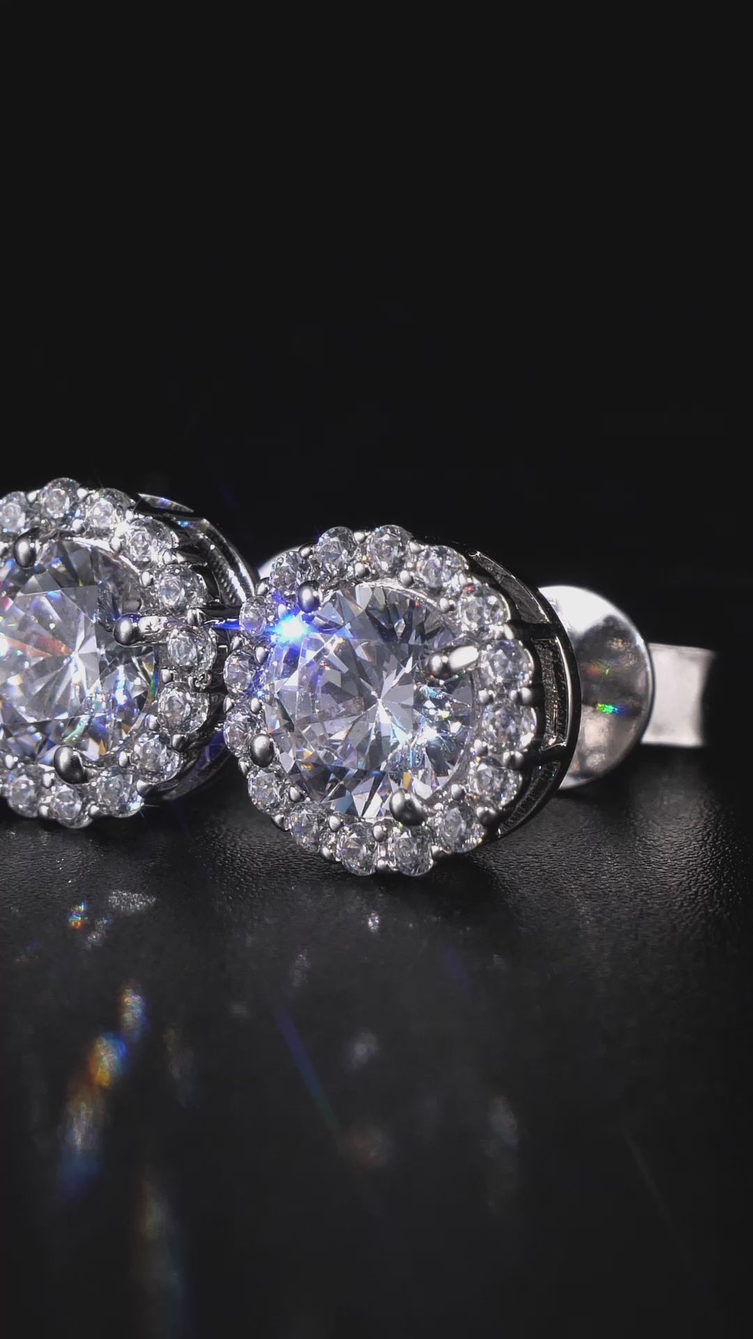 1CT Moissanite Halo Stud Earrings
