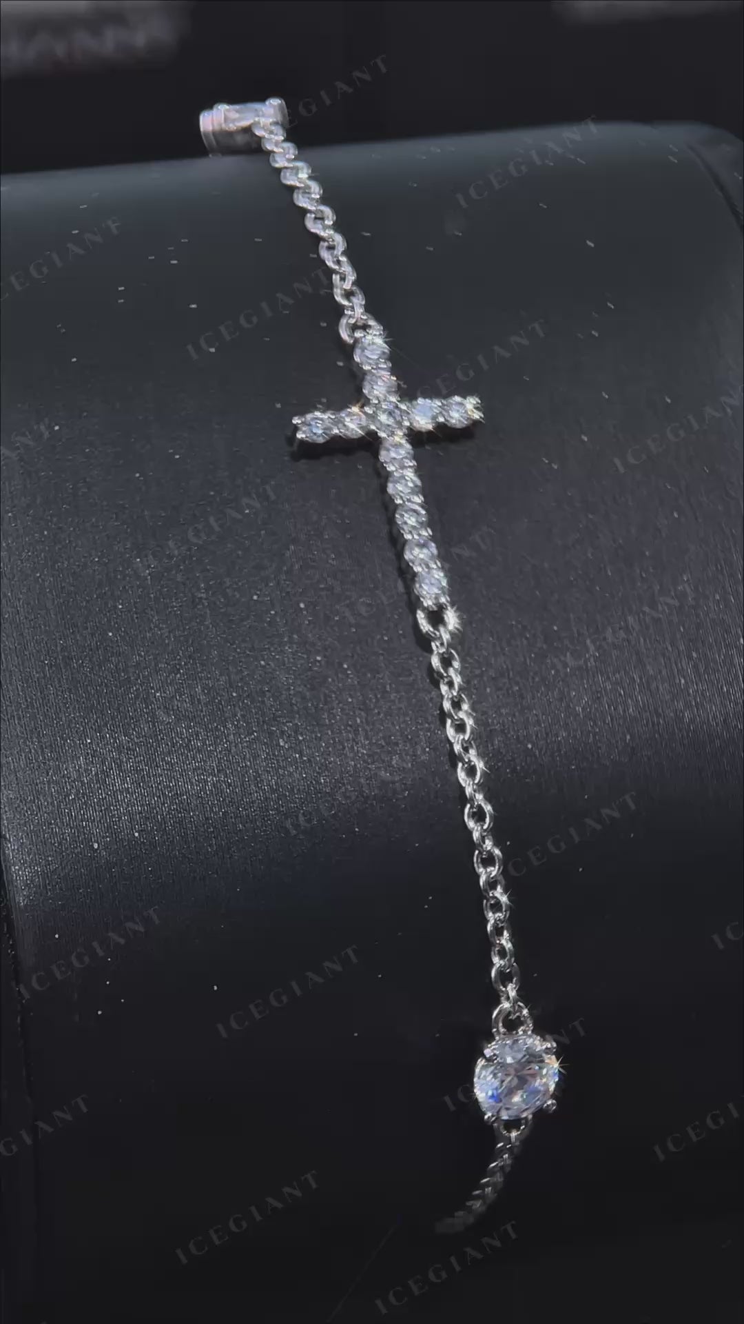 Moissanite Sideways Cross Bracelet