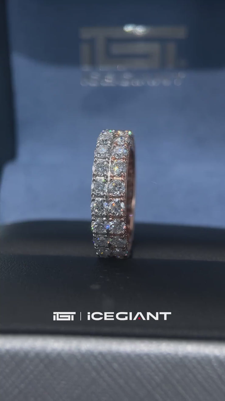 Full Iced 6mm Moissanite Two Row Band Ring