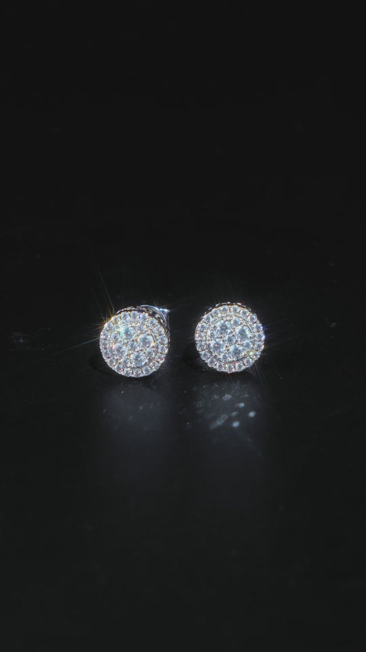 Moissanite Round Cut Halo Cluster Earrings