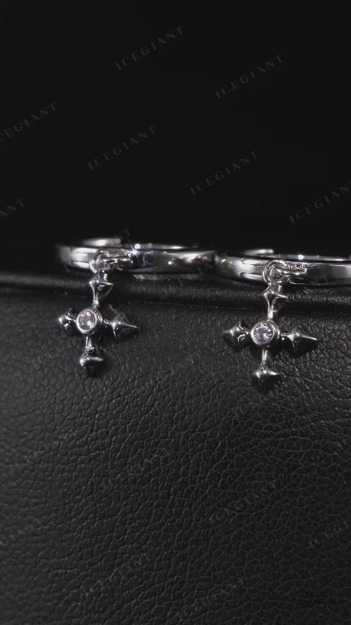Moissanite Mirco Arrow Cross Hoop Earrings