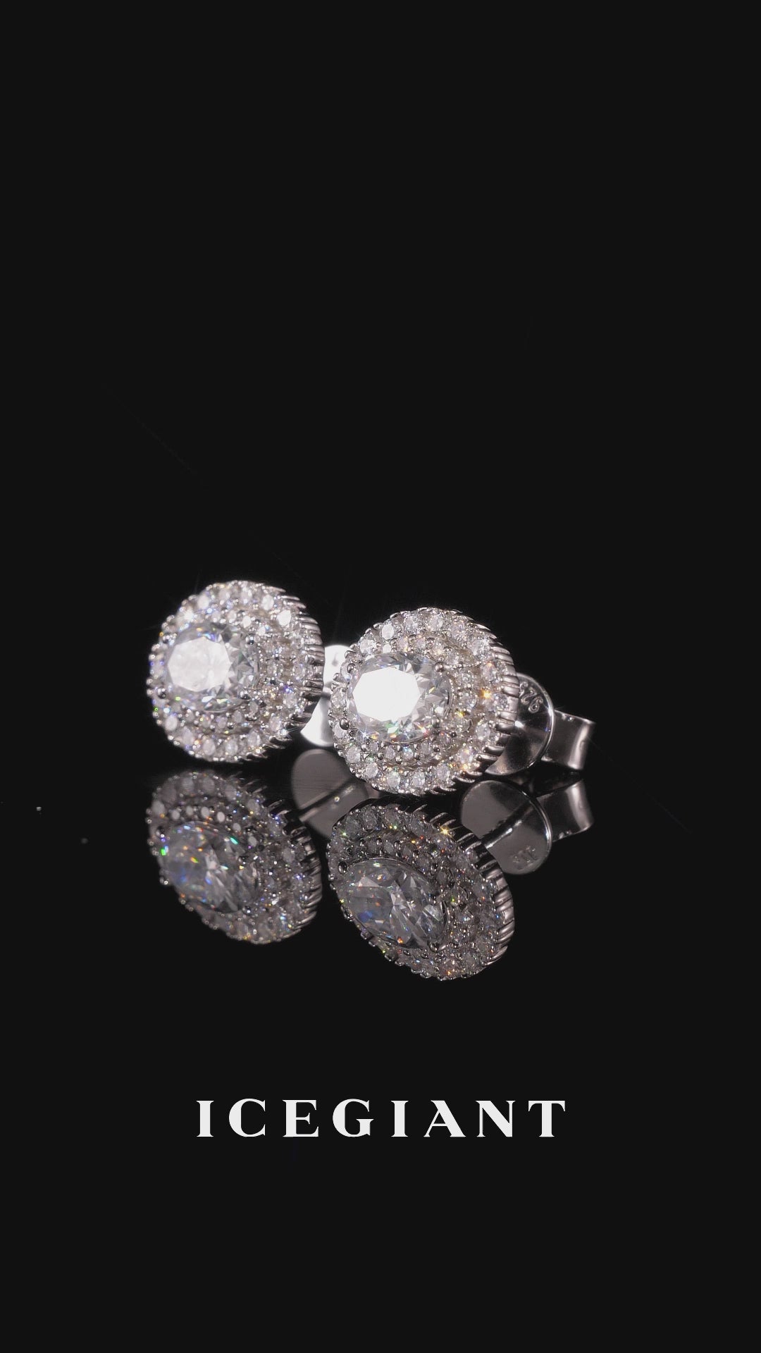 Oval Cut Double Halo Moissanite Stud Earrings