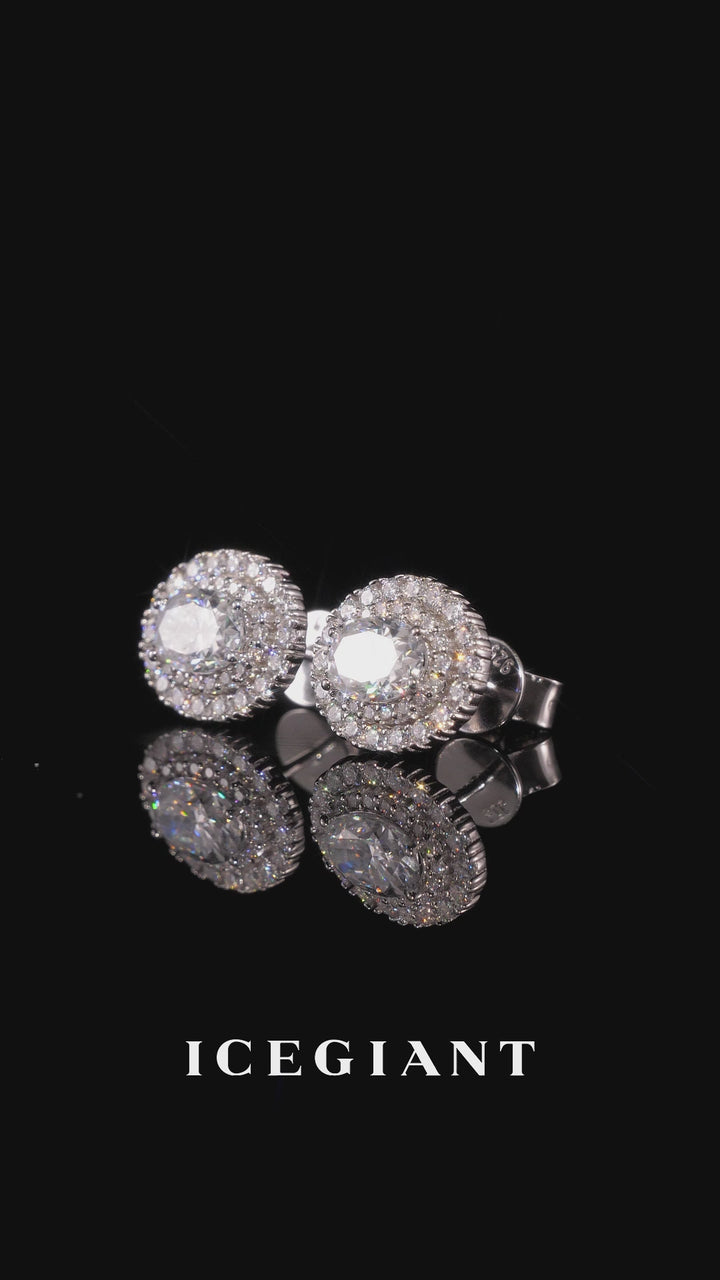 Oval Cut Double Halo Moissanite Stud Earrings
