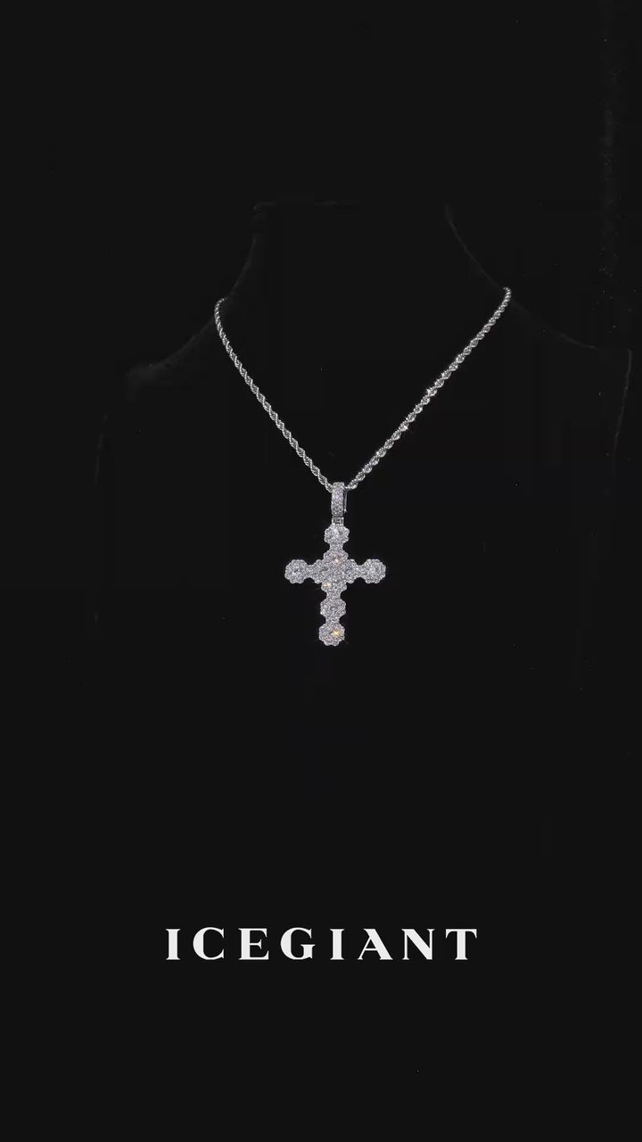 Floral Cluster Moissanite Cross Pendant