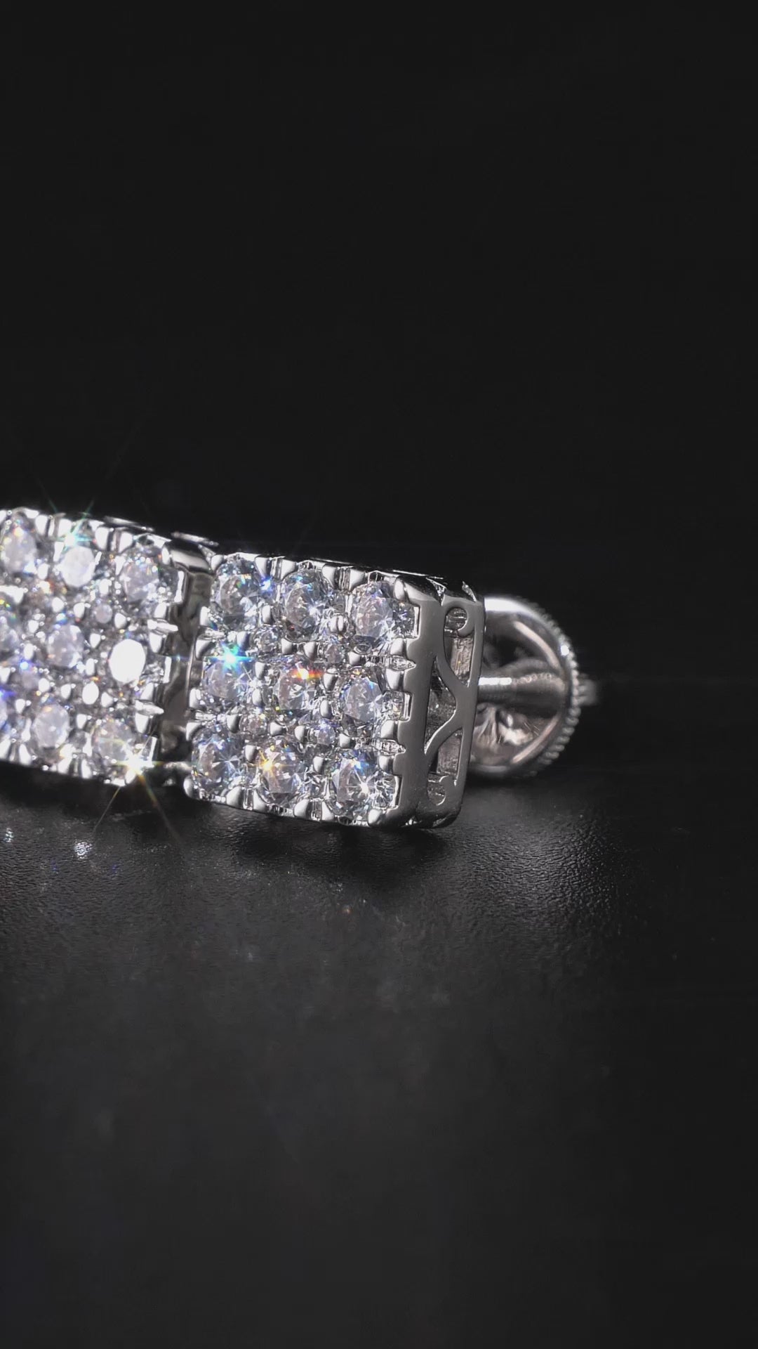 Square Mosaic Set Moissanite Earrings