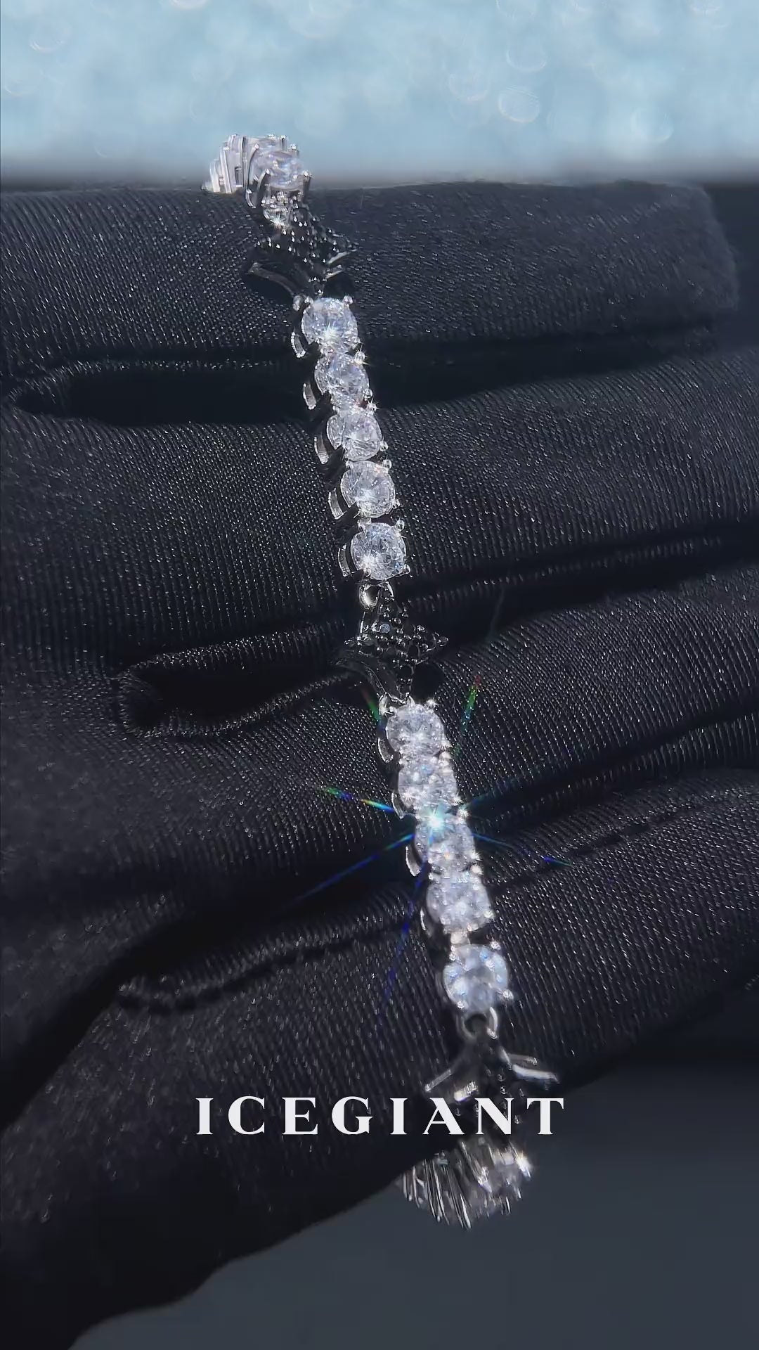 Black Four-Point Star Moissanite Tennis Bracelet