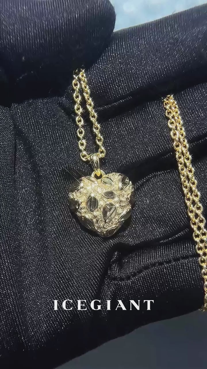 S925 Nugget Textured Heart Necklace
