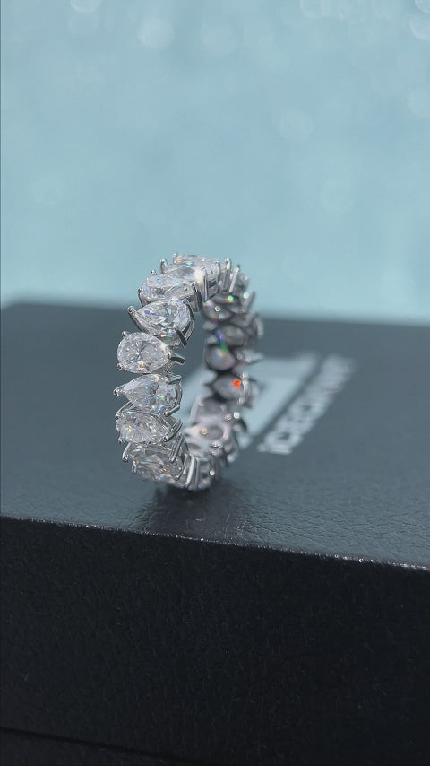 6MM Pear Cut Moissanite Eternity Ring