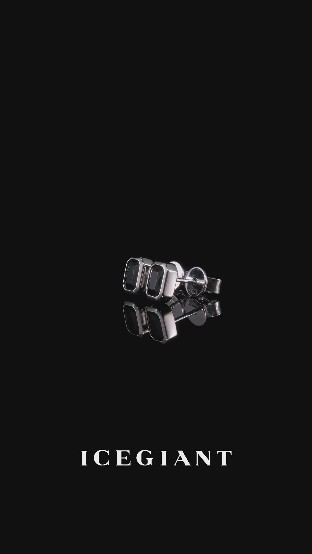 Iced Baguette Black Stone Stud Earrings