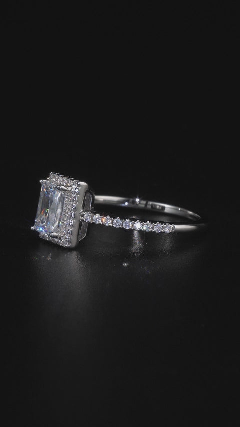 Halo Radiant Cut Moissanite Engagement Ring