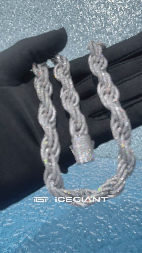 S925 Moissanite 12mm Rope Chain