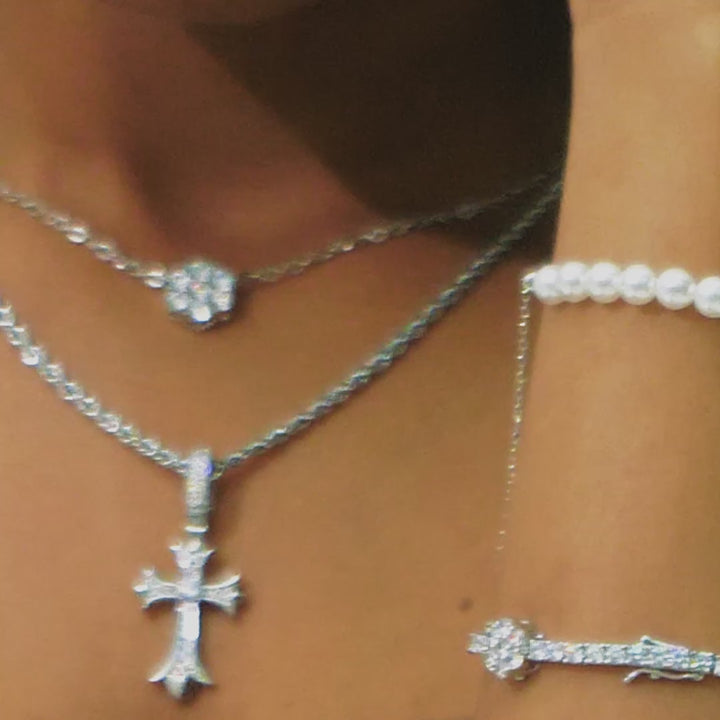 Moissanite Cluster Hexagon Adjustable Necklace