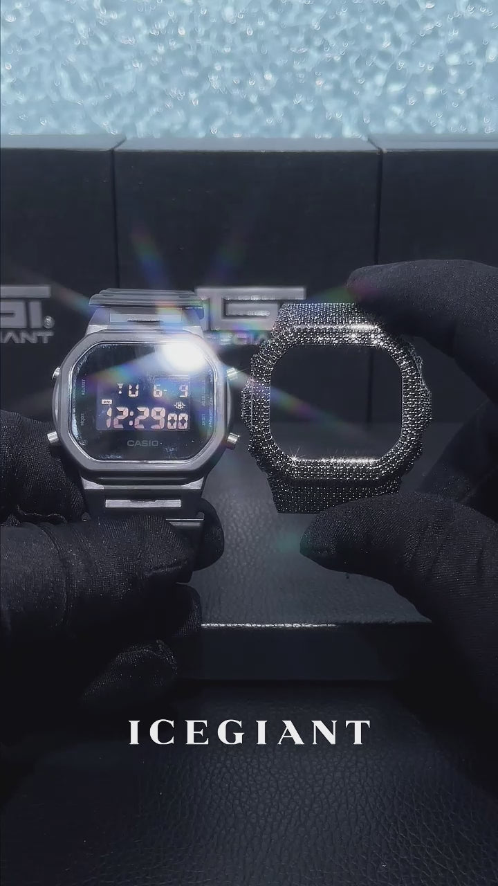 Iced Out Black Moissanite Bezel For DW-5600UBB Watch