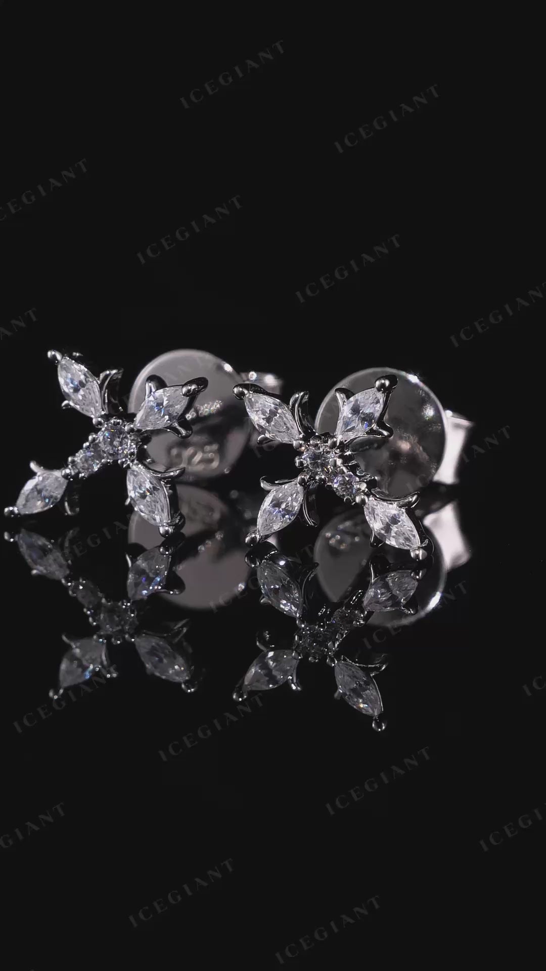 Marquise & Round Cut Moissanite Cross Stud Earrings