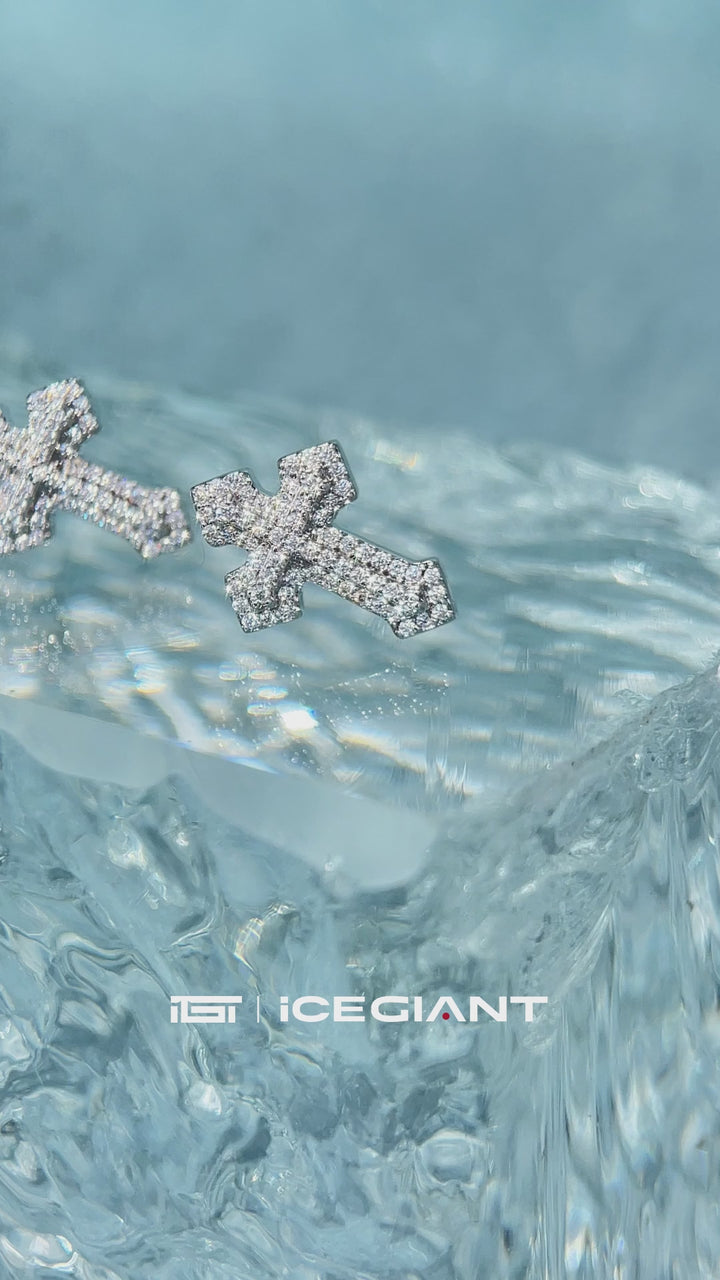 15mm Clustered Cross Moissanite Stud Earrings