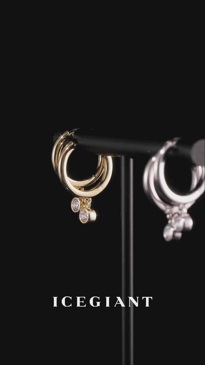 Solitaire Bezel Moissanite Dangle Earrings