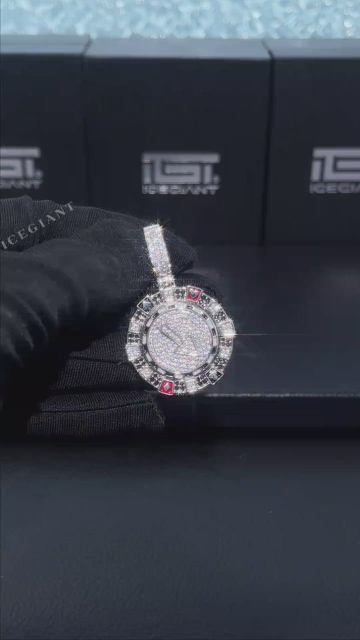 Rotating Poker Chip Moissanite Pendant