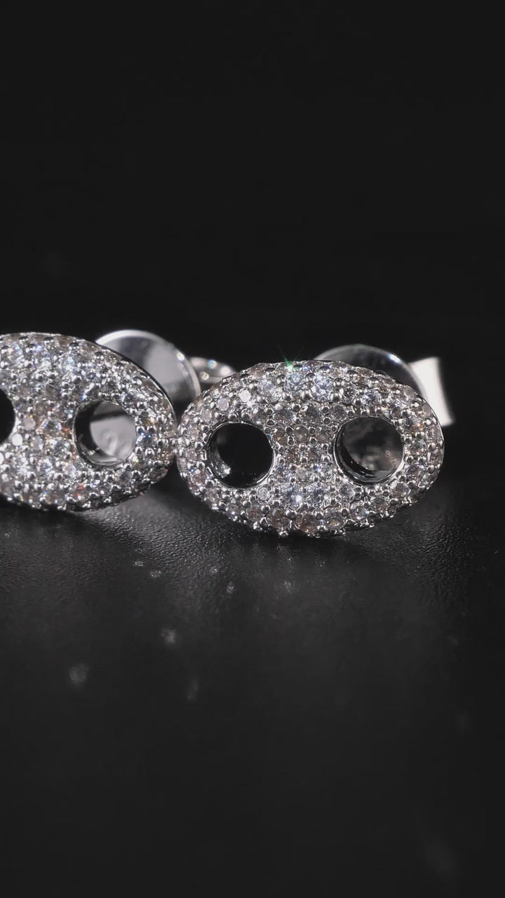 Moissanite G-Link Style Stud Earrings