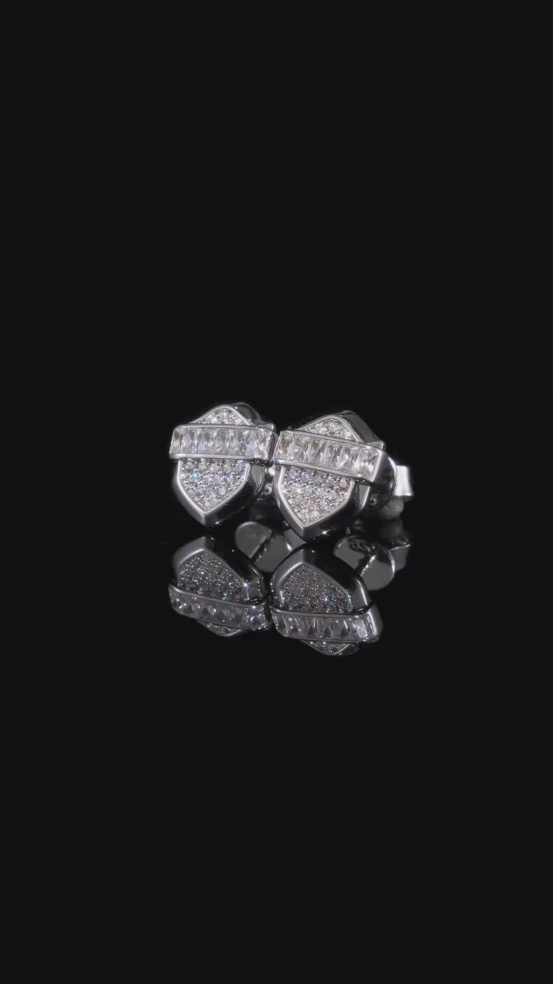 Moissanite Shield Baguette Stud Earrings