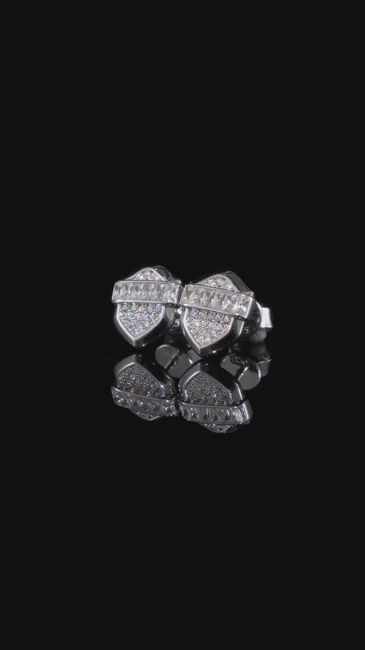 Moissanite Shield Baguette Stud Earrings