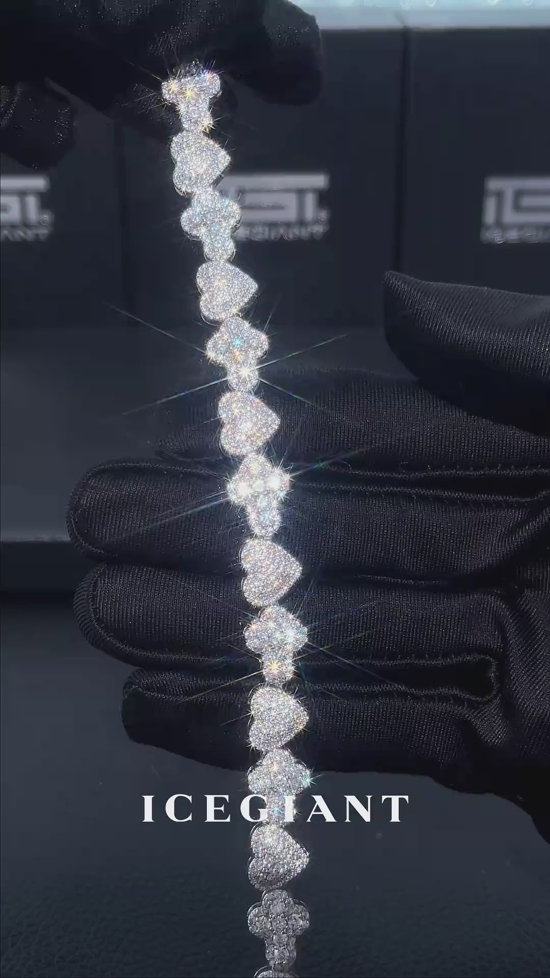 10mm Iced Heart & Cross Moissanite Bracelet
