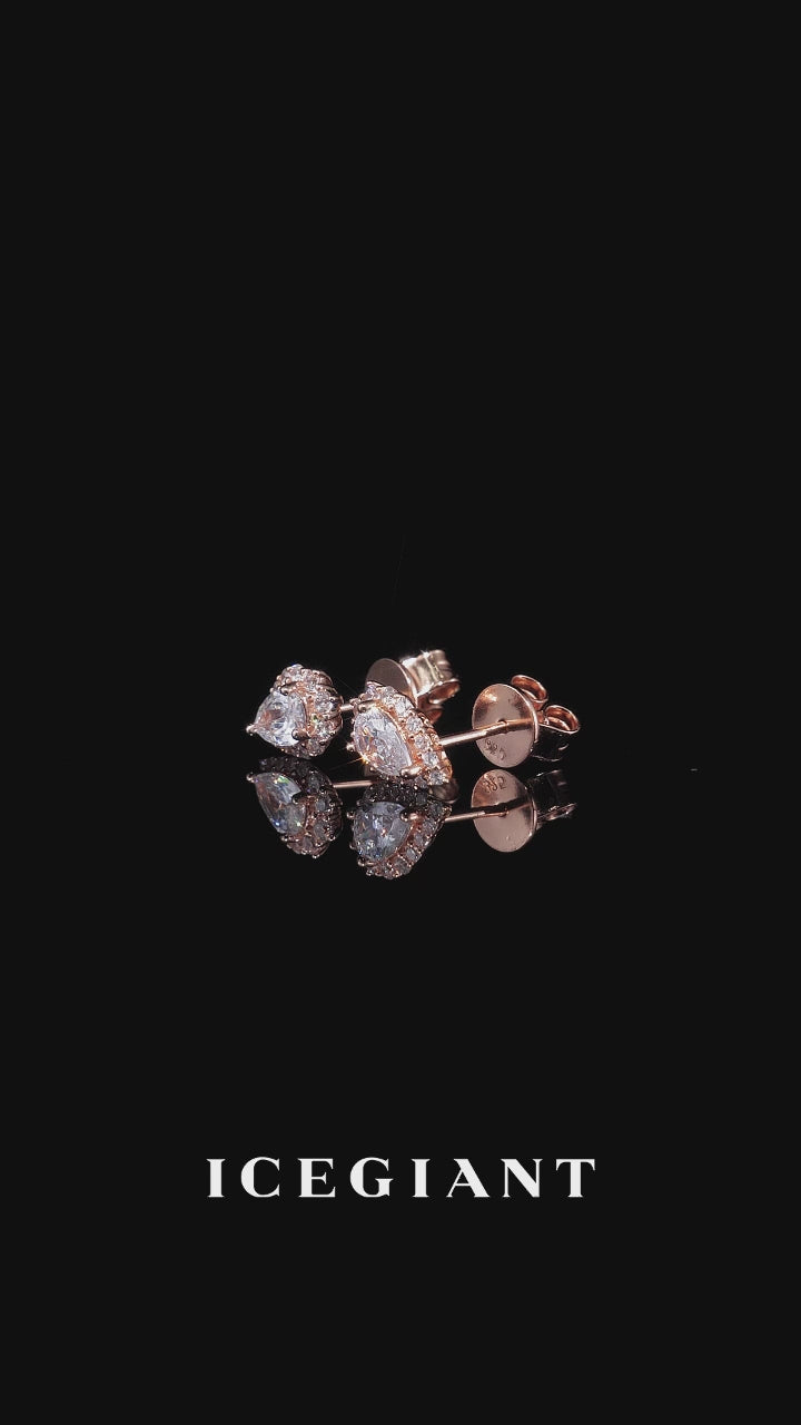 Moissanite Pear Cut Halo Stud Earrings