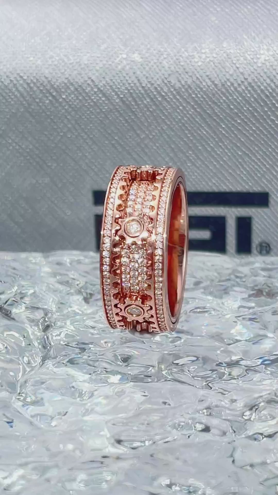 Custom S925 Moissanite Rotatable Cogwheel Ring