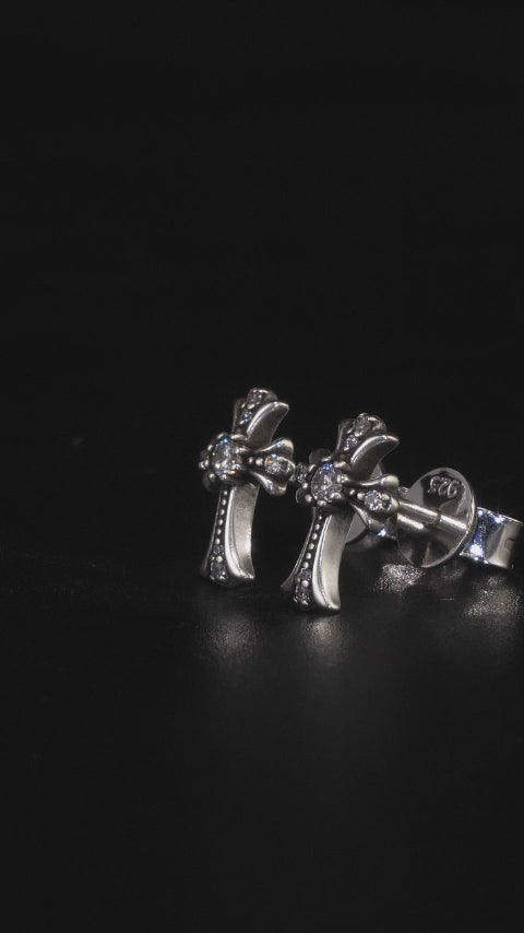 Moissanite Cross Fat Stud Earring