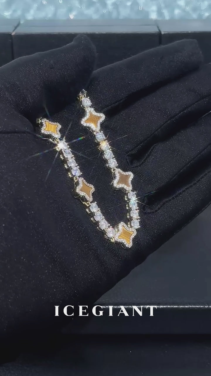Tiger's Eye Star Moissanite Tennis Bracelet