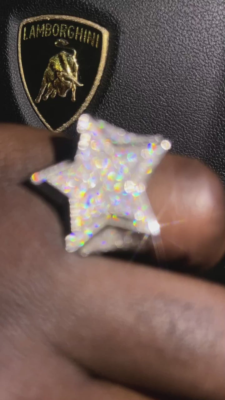 S925 Moissanite Iced Star Ring