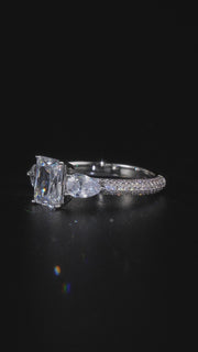 Radiant Cut Moissanite Three Stone Engagement Ring