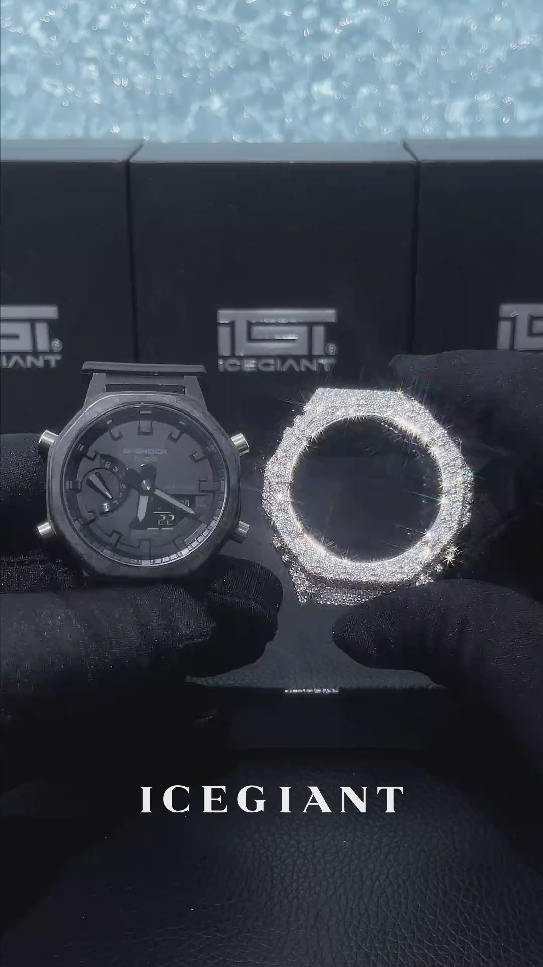 Mixed Cross Iced Moissanite Case For GA-2100 Watch