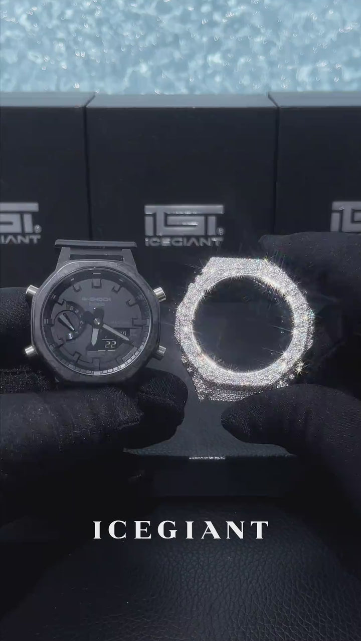 Mixed Cross Iced Moissanite Case For GA-2100 Watch