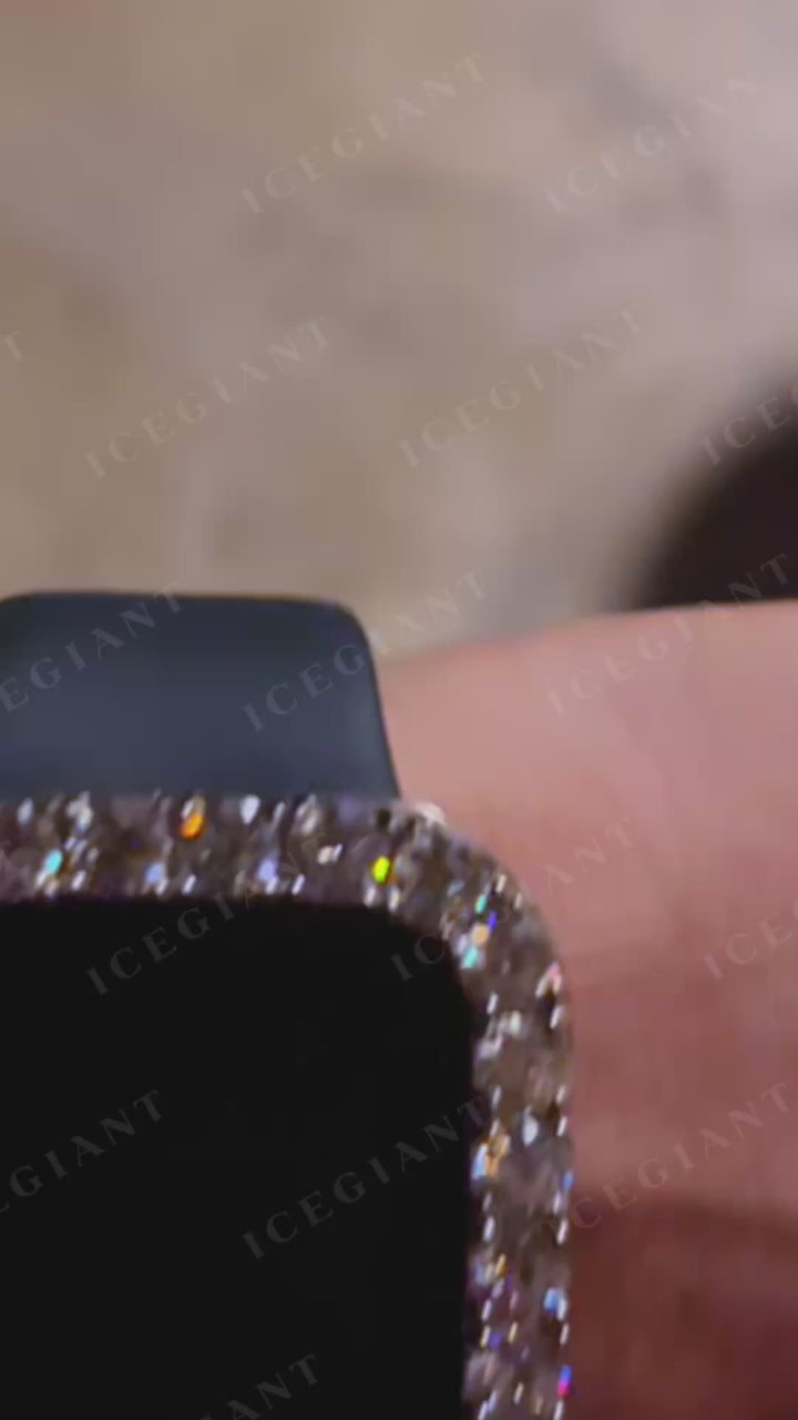 5MM Single Row Moissanite Bezel Case For 44MM Apple Watch SE