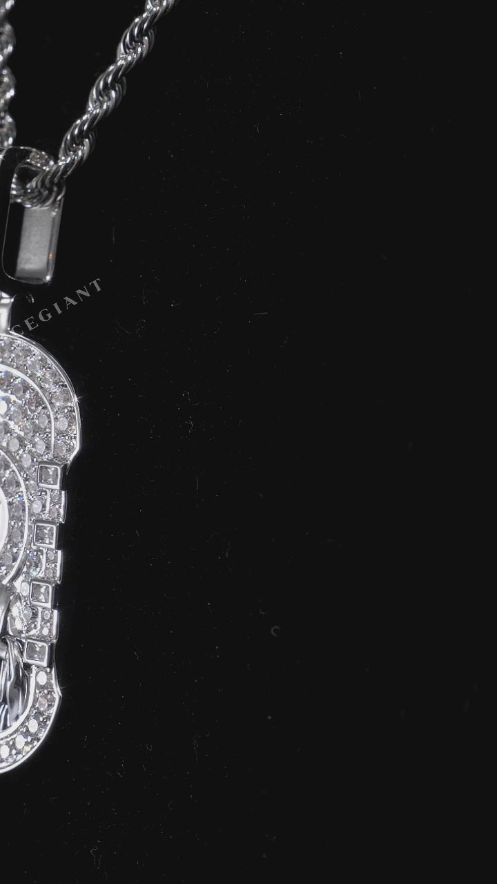 Sacred Heart of Jesus Moissanite Dog Tag Pendant