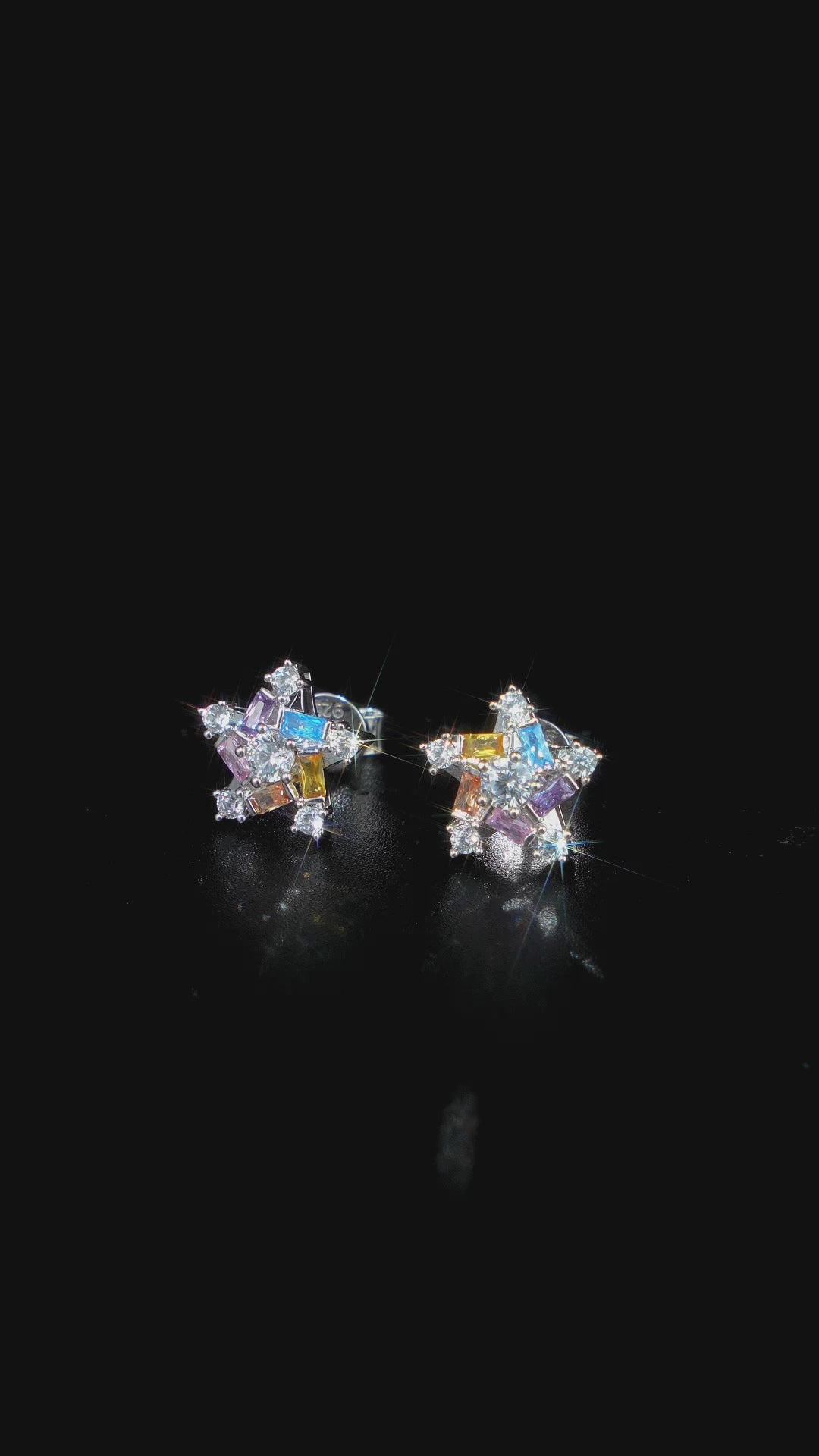 Baguette Gem Moissanite Star Cluster Earrings
