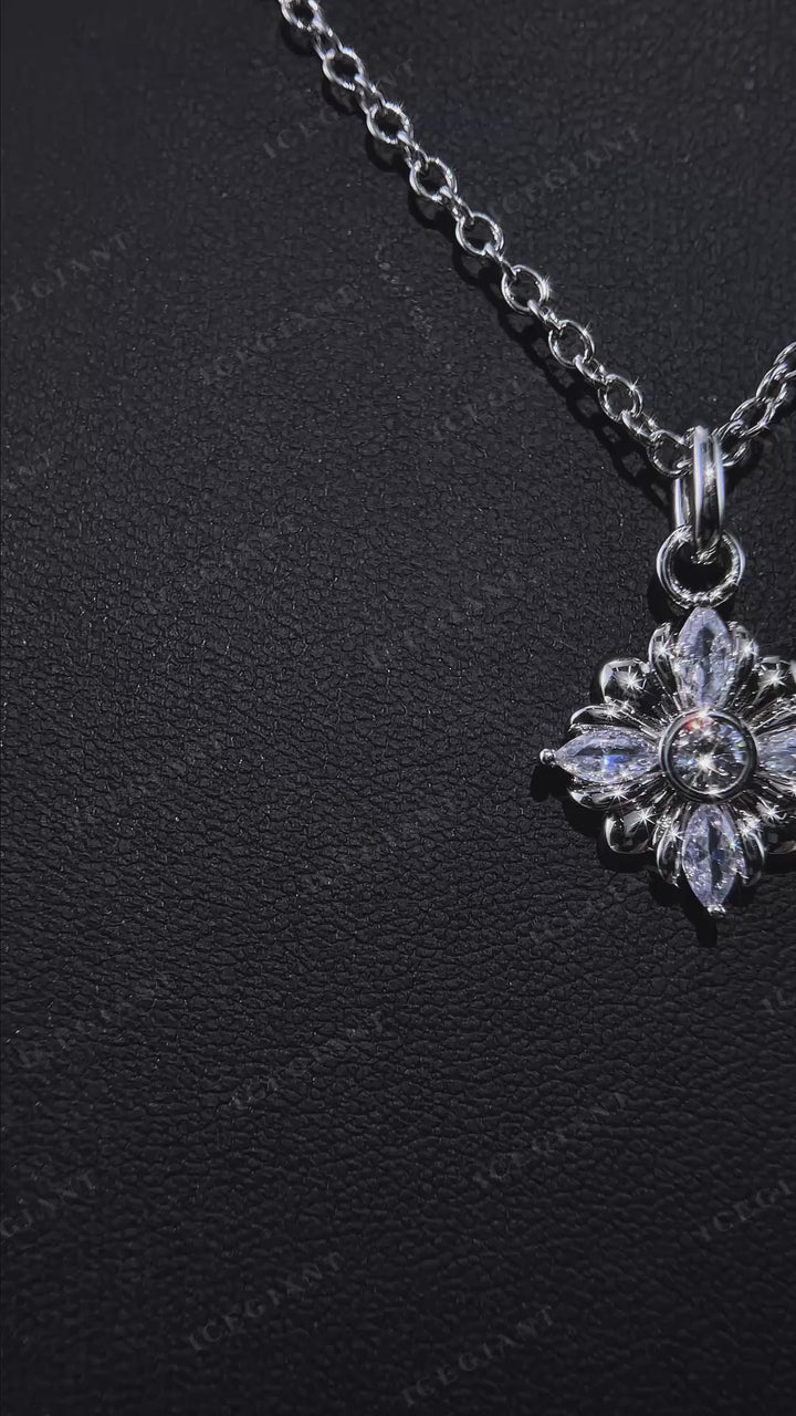 Marquise Moissanite Floral Cross Pendant