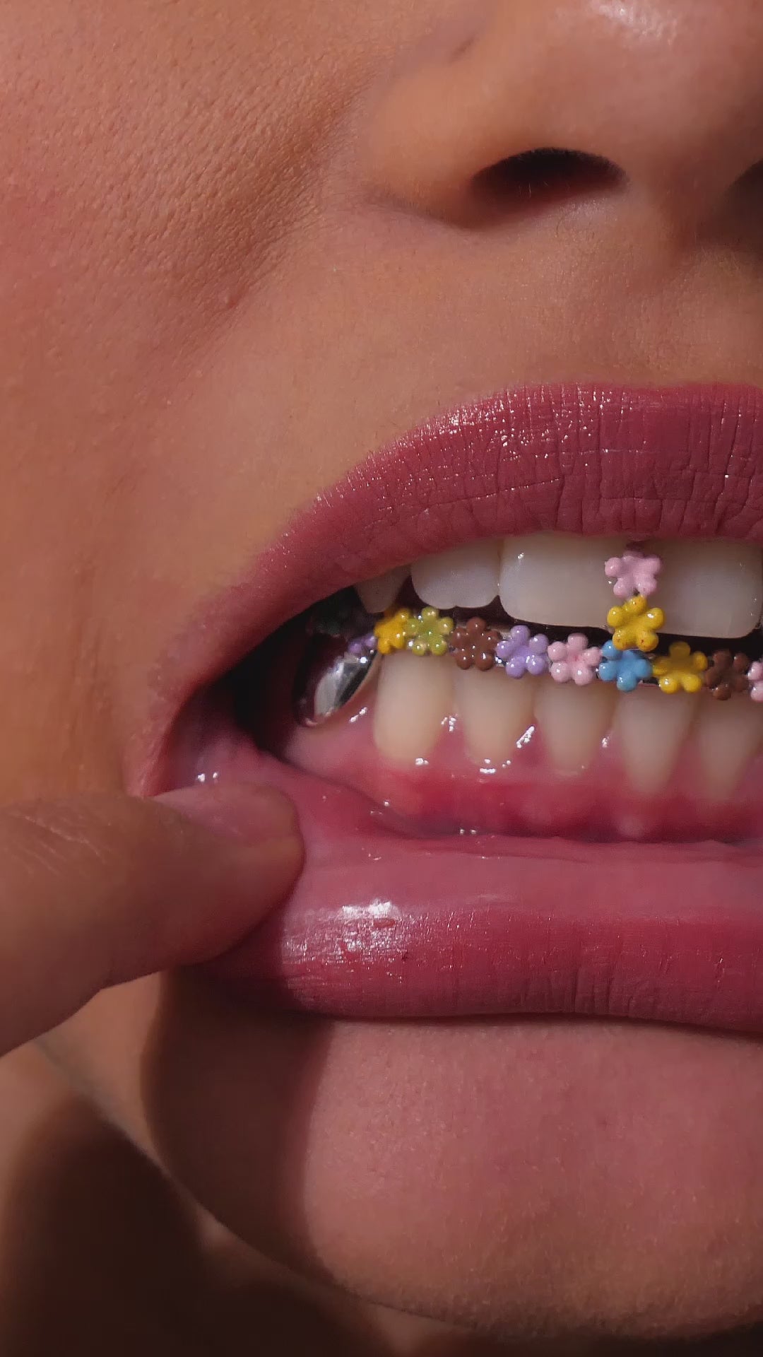 COLORFUL FLORAL ENAMEL FANG GRILLZ