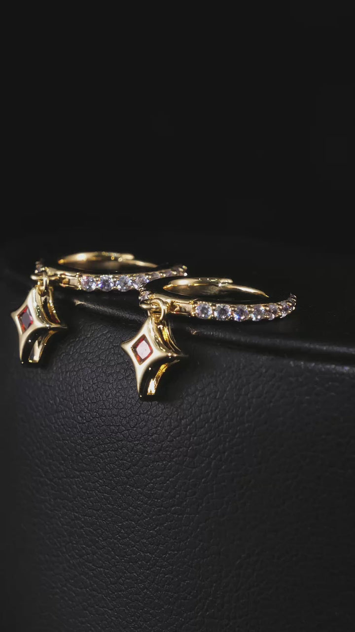 Ruby Star Moissanite Hoop earrings