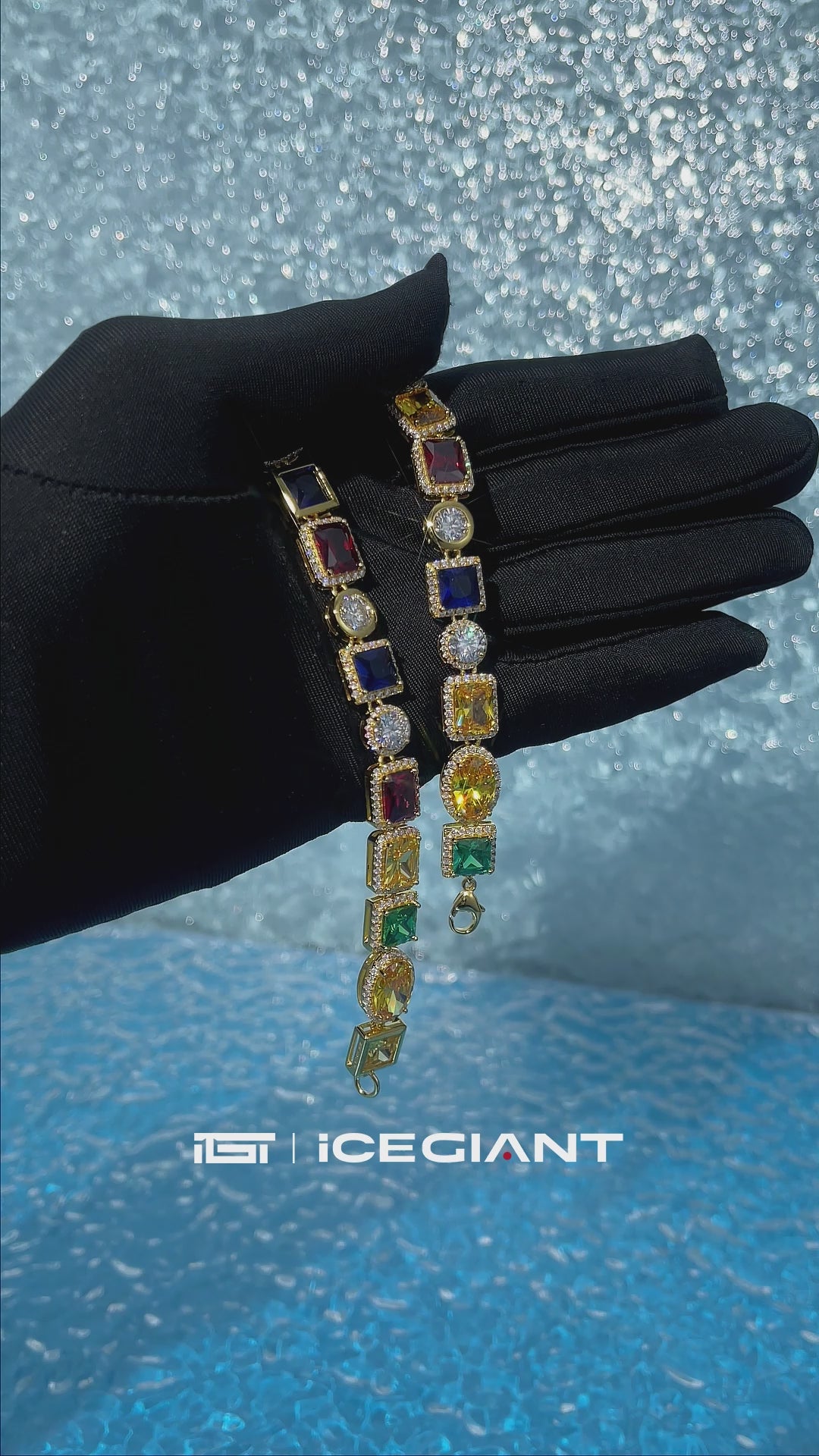 OBJ S925 Moissanite Multi Gemstone Chain In Yellow Gold