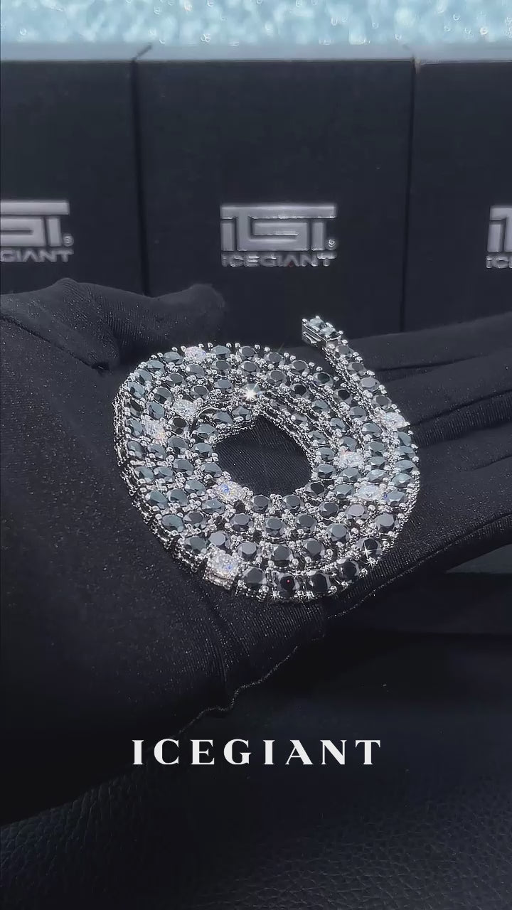 5mm 3-Sided Iced Black & White Moissanite Tennis Chain